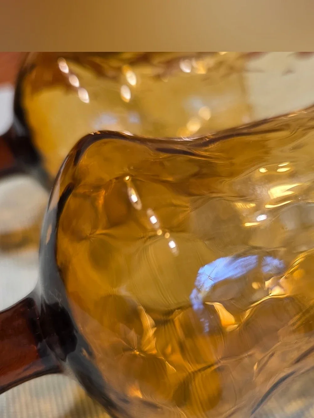 Vtg Set 2 Tall Amber Glass Peg Candle Cups Optic Diamond Honeycomb